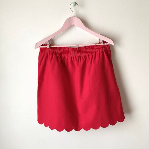 J. Crew Red Linen Blend Scalloped Edge Skirt - Picture 3 of 4